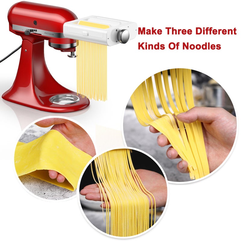 RETHONE Pasta Maker Attachment for KitchenAid Stand Mixers -3 in 1 Set Pasta Attachments includes Pasta Roller, Spaghetti Fettuccine Cutter, Pasta Machine Attachment Accessories for KitchenAid - Image 2