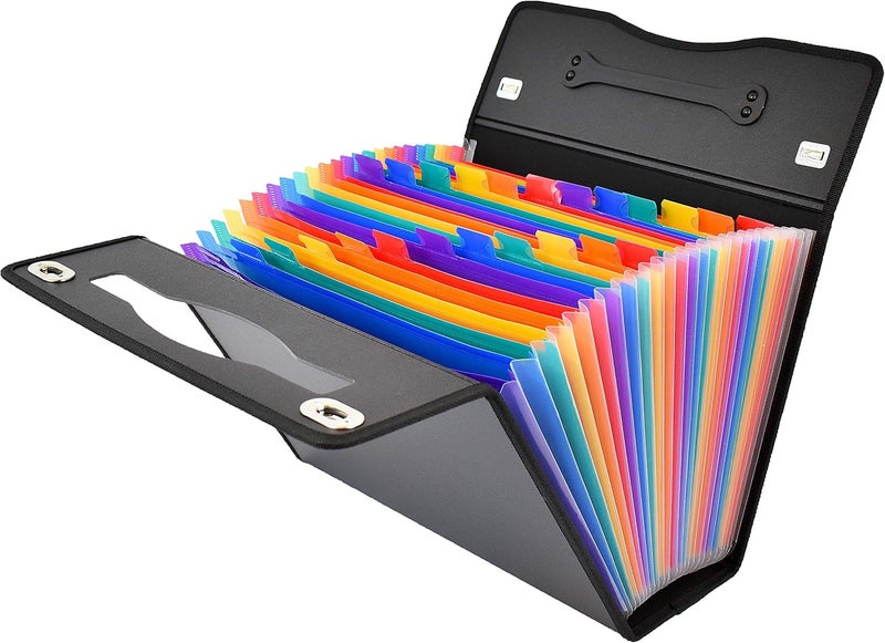 Cnk Accordion File Folders with 24 Pockets Organizer for Document Paper Storage Folder Documents Expanding Binder Folio Pocket Receipt Filing Expandable Files Dividers Labels Letter Durable Handle - Image 2