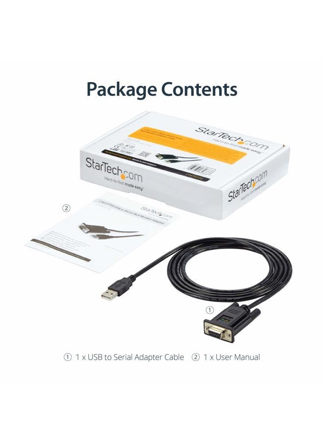 StarTech .com 6ft (1.8m) 1-Port USB to Serial RS232 Adapter, FTDI DB9 Serial DCE Adapter Cable, Null Modem, USB 2.0 - TAA - Image 5