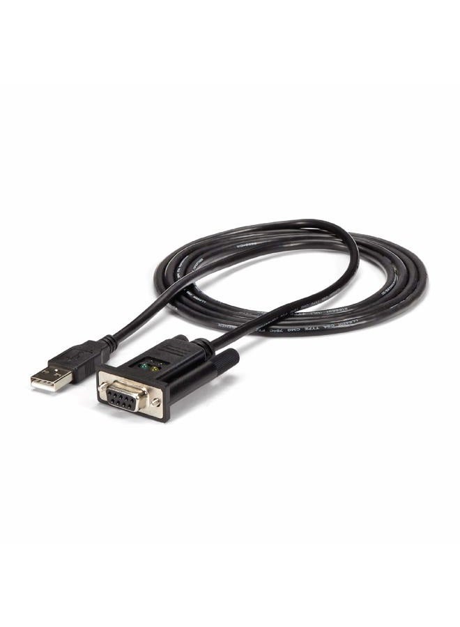 StarTech .com 6ft (1.8m) 1-Port USB to Serial RS232 Adapter, FTDI DB9 Serial DCE Adapter Cable, Null Modem, USB 2.0 - TAA - Image 1