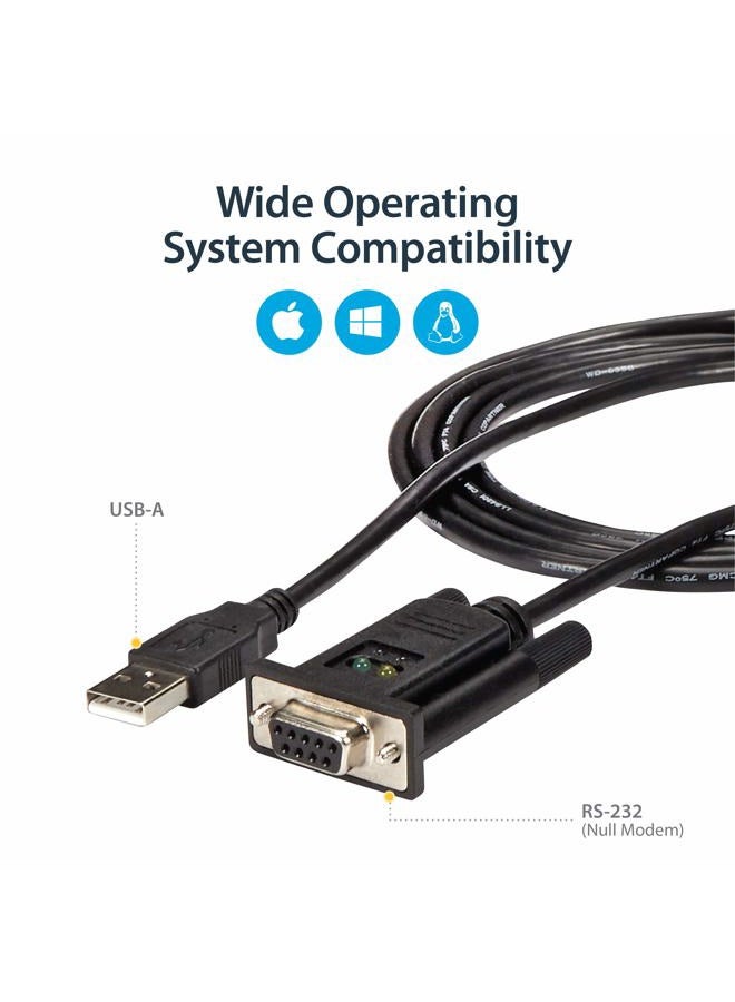 StarTech .com 6ft (1.8m) 1-Port USB to Serial RS232 Adapter, FTDI DB9 Serial DCE Adapter Cable, Null Modem, USB 2.0 - TAA - Image 4