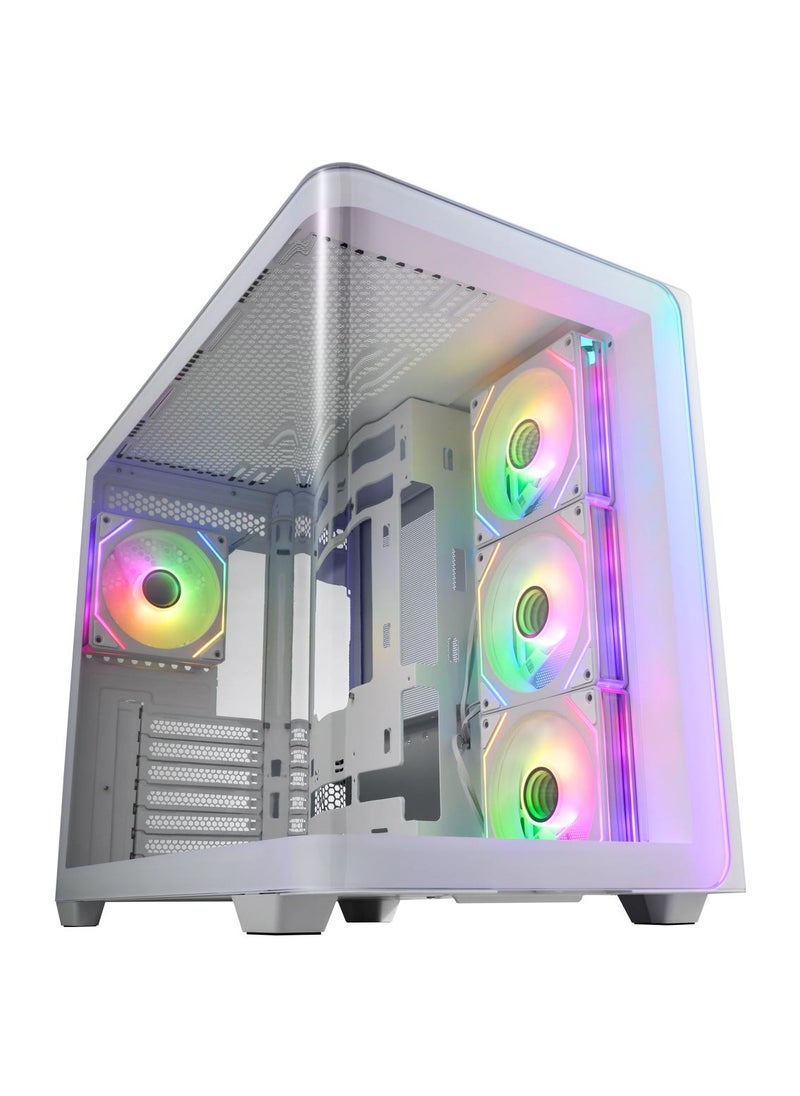 fsp Luxury Mid Tower ATX Gaming Case, Chamfer Design, Tempered Glass, Efficient Cooling, M580  - Image 1