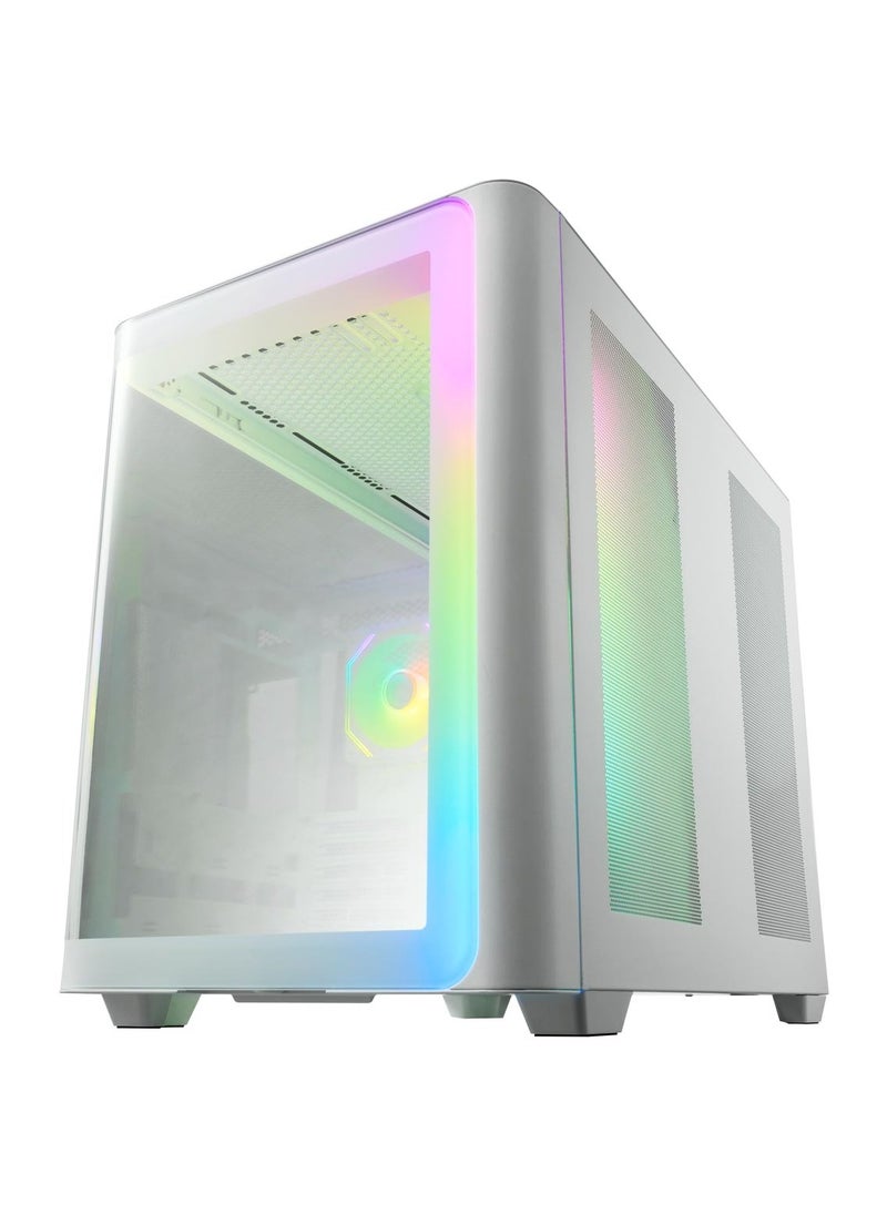 fsp Luxury Mid Tower ATX Gaming Case, Chamfer Design, Tempered Glass, Efficient Cooling, M580  - Image 2