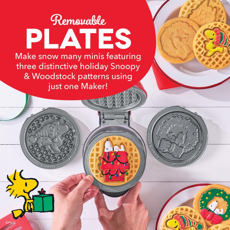 Dash Peanuts x Dash MultiMakerÂ® Mini Maker System (4 Plates: Wreath, Snoopy House, Woodstock) - Image 3