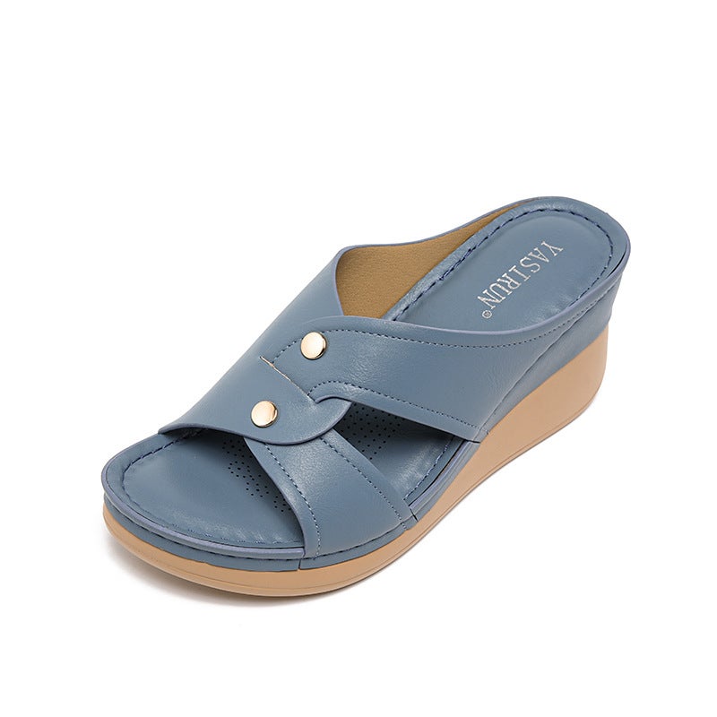 5055-2 New Model 2026 and Style Women''s Sandals Stitching Mom Shoes Large Size Sandals Wedge Slippers - Image 1
