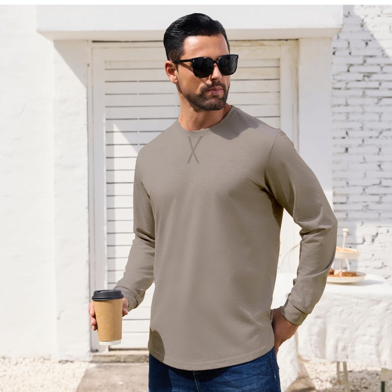 TEZO Mens 3 Pack Cotton Plain T Shirts Crew Neck Long Sleeve Casual Tee Shirts Hipster Hip Hop Longline Droptail Shirt(BKDGKA M) - Image 2