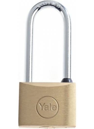Yale Brass Padlock Long Hook 40 mm Duplex Silver - White 1 Piece 