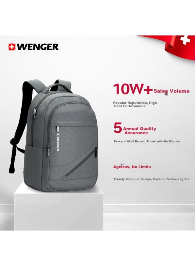 Wenger Swiss Army Knife 15.6-inch Laptop Bag, Commuter Backpack, School Bag, Uni, Gray - Image 1