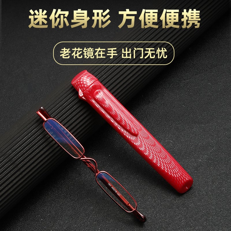 نظارات قراءة جديدة مدمجة لحامل الأقلام للنساء، نظارات قراءة ميني عالية الدقة للرجال، مضادة للضوء الأزرق عالية الجودة الأكثر مبيعًا على دوين - Image 3