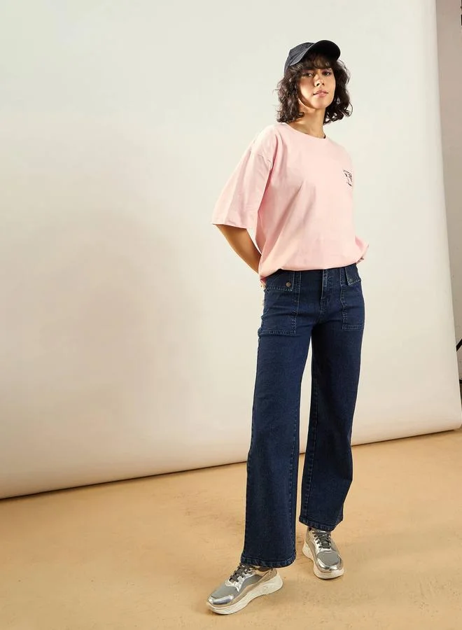 SASSAFRAS Sassafras Women Blue High Rise Washed Straight Fit Jeans