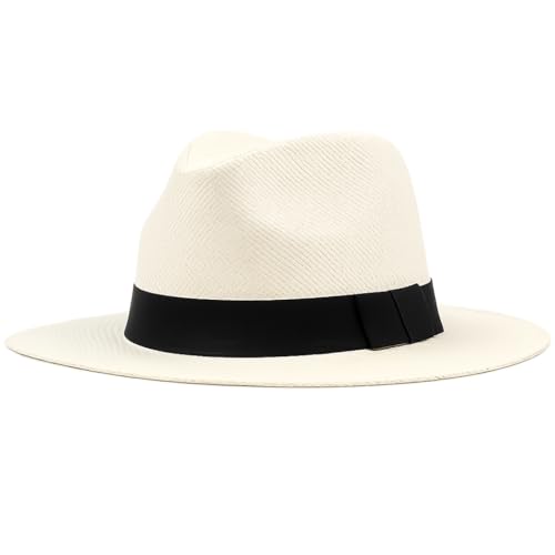 CLOTHERA Fashion Fedora Hat for Mens (Panama Jazz Straw Beige) - Image 1
