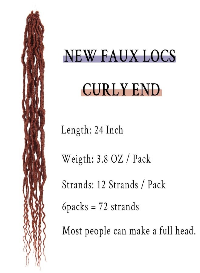 BOHOBABE Ginger Faux Locs Crochet Hair 24 Inch, Boho Soft Crochet Locs with Curly Ends, Long Bohemian Goddess Locs Crochet Braids for Black Women (6 Packs, 350#) - Image 3