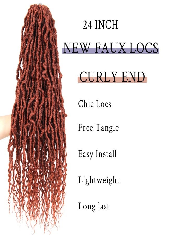 BOHOBABE Ginger Faux Locs Crochet Hair 24 Inch, Boho Soft Crochet Locs with Curly Ends, Long Bohemian Goddess Locs Crochet Braids for Black Women (6 Packs, 350#) - Image 2