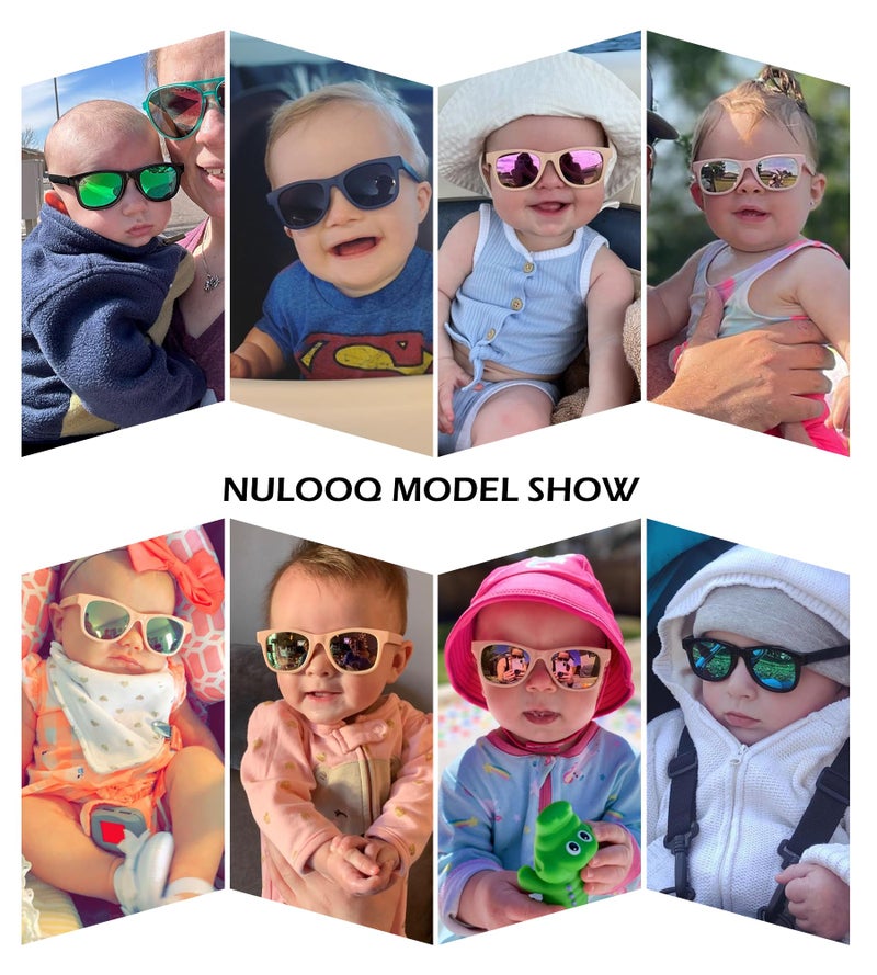 NULOOQ Flexible Polarized Baby Sunglasses with Strap Adjustable for Toddler & Newborn Infant 0-18 Months (Dark Blue/Gray + Matte Black/Gray) - 2 Pack - Image 3