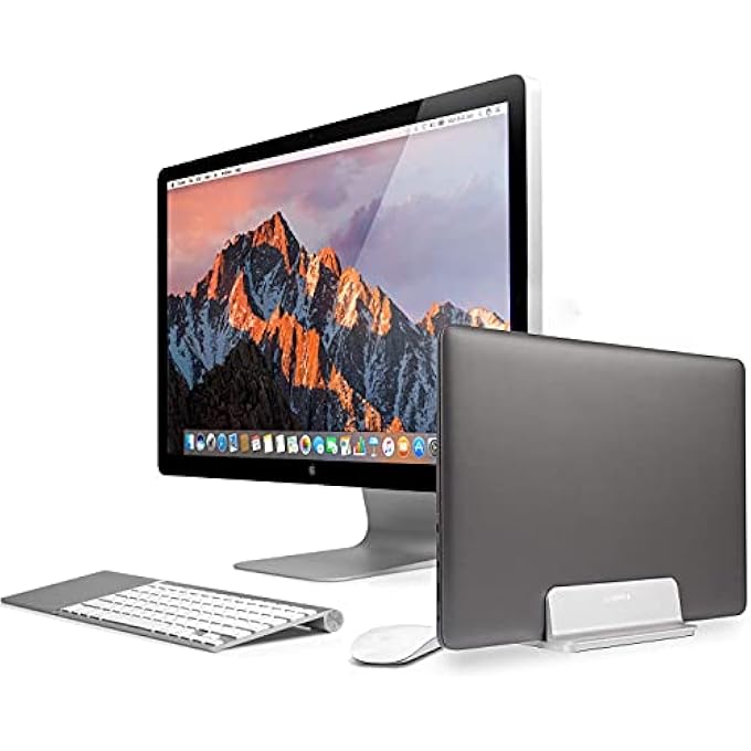 SMILEE VERTICAL LAPTOP STAND, ADJUSTABLE DESKTOP STAND LAPTOP HOLDER (UP TO 17.3 INCHES) COMPATIBLE WITH ALL MACBOOK PRO/AIR/MICROSOFT SURFACE (1 SLOT,SILVER) - Image 2