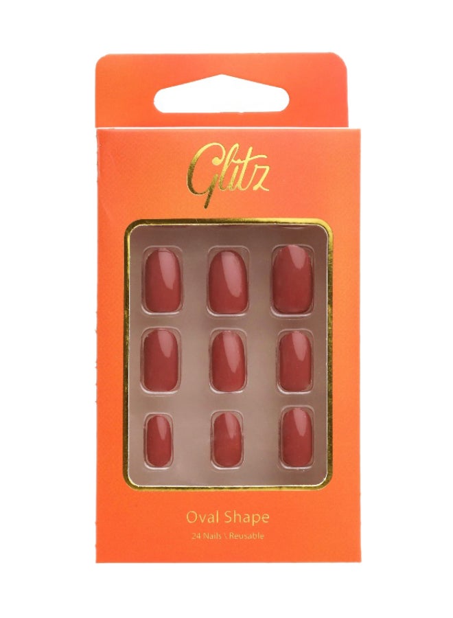 Glitz sGlitz press on Nails oval silver #16