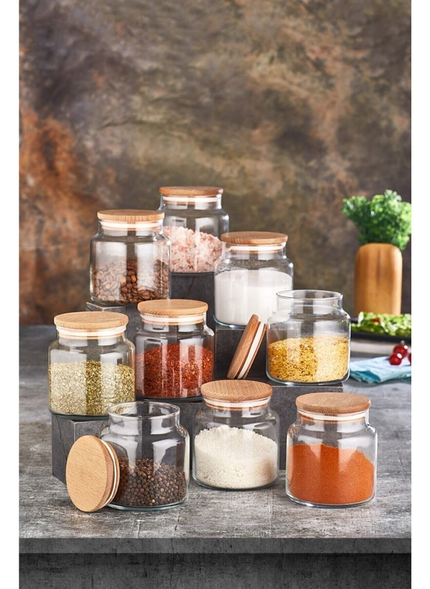 Fbz Home 9 Pieces 300 ml Glass Spice Jar Storage Container 