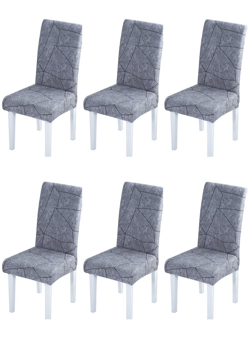 Sharpdo - 6-Piece Set Modern Simple Crack Print Elastic One-Piece Chair Cover For All Seasons - Image 1