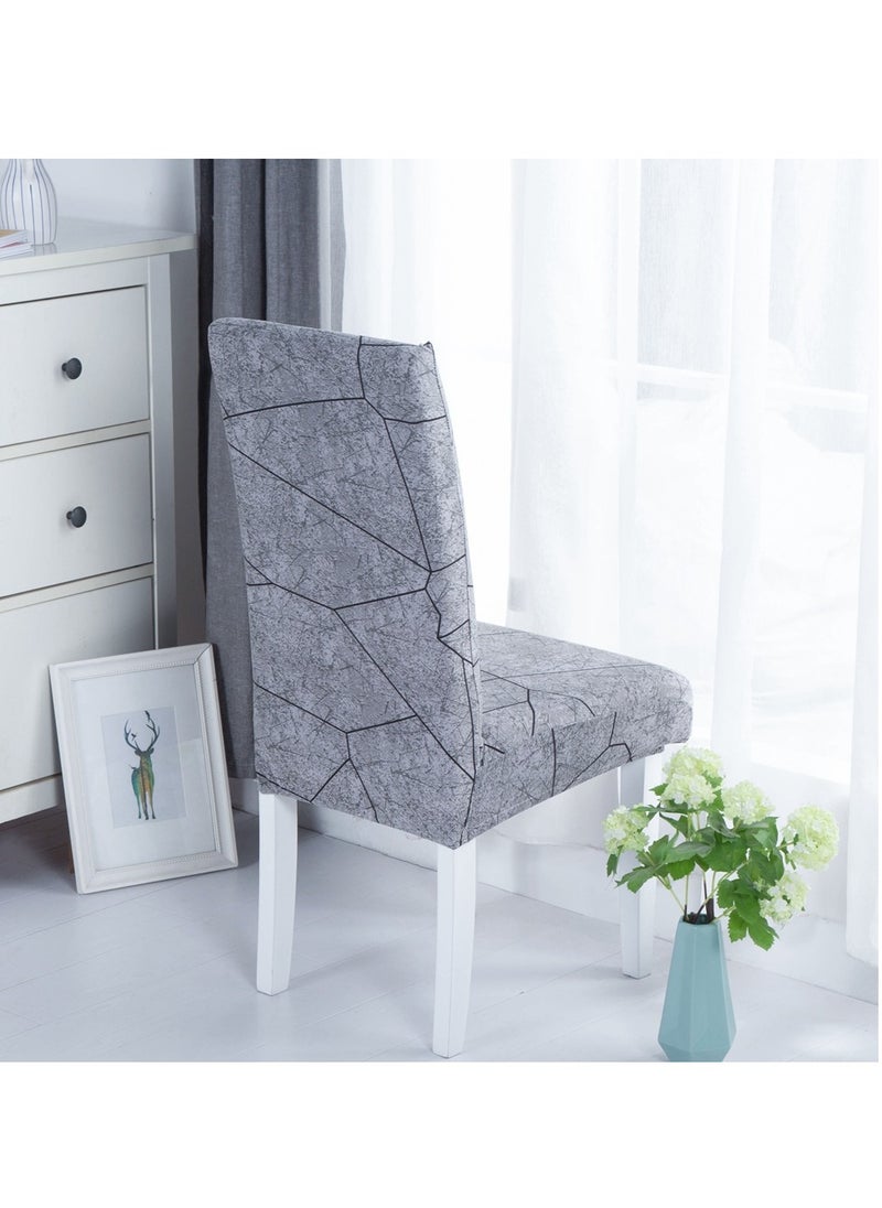 Sharpdo - 6-Piece Set Modern Simple Crack Print Elastic One-Piece Chair Cover For All Seasons - Image 1