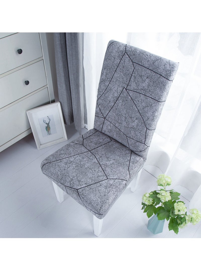 Sharpdo - 6-Piece Set Modern Simple Crack Print Elastic One-Piece Chair Cover For All Seasons - Image 1