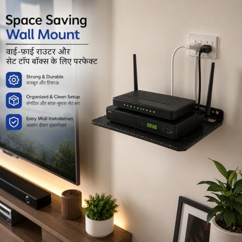 SUPREME E-COMMERCE Metal Universal Wall Mount Stand for WiFi Router, Set Top Box, Modem, Speakers Wall Holder for Home, Office & Living Room | Easy Installation with Screw Set Size 8 inch by 11 inch - Image 3