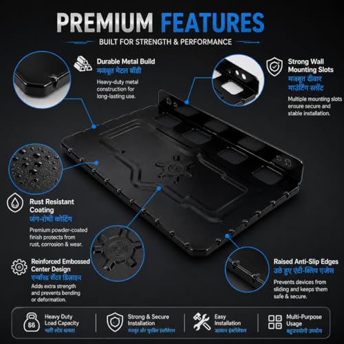 SUPREME E-COMMERCE Metal Universal Wall Mount Stand for WiFi Router, Set Top Box, Modem, Speakers Wall Holder for Home, Office & Living Room | Easy Installation with Screw Set Size 8 inch by 11 inch - Image 5