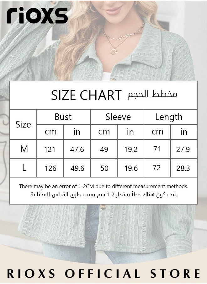 RIOXS - Women's Knitted Cardigan Sweater Coat Buttons Closure Jacquard Solid Color Coat Soft and Warm Top - Image 1