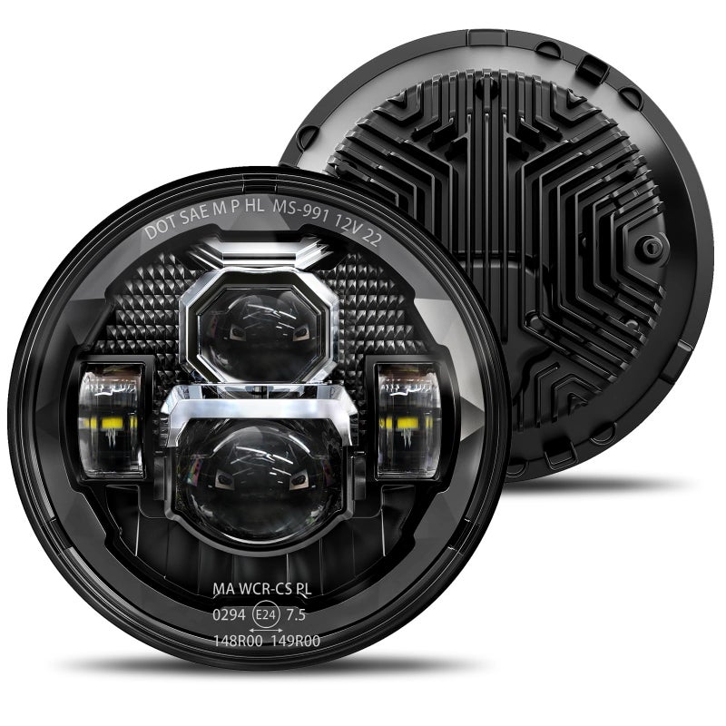 HWSTAR 2023 Upgraded 1000 Brighter Antiglare 7 Inch Led Headlights Round Compatible with Jeep Wrangler JK JKU TJ LJ Chevy Ford GMC Dodge Mazda Nissan VW Mack etc DOT H6024 HiLow Sealed Beam Pair
