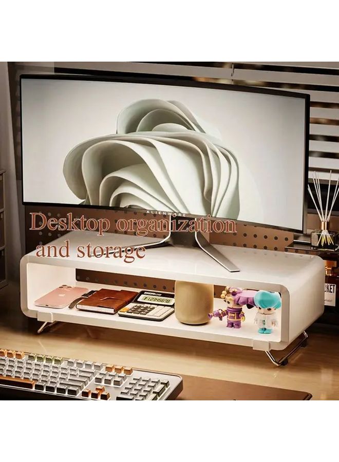 Single Layer Office Desk Organizer with Monitor Stand and Keyboard Holder 19 69 Inch - Image 4