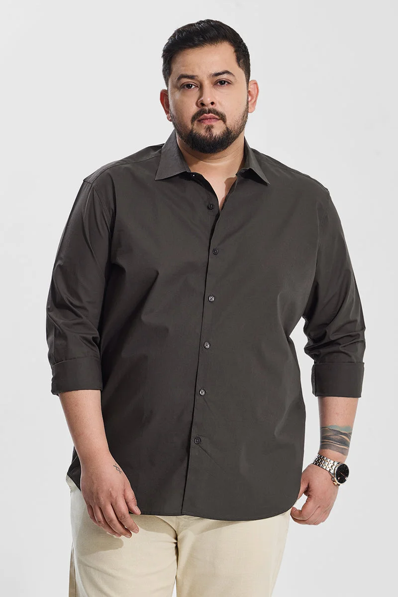 SNITCH Charcoal Grey Regular Fit Plus Size Shirt