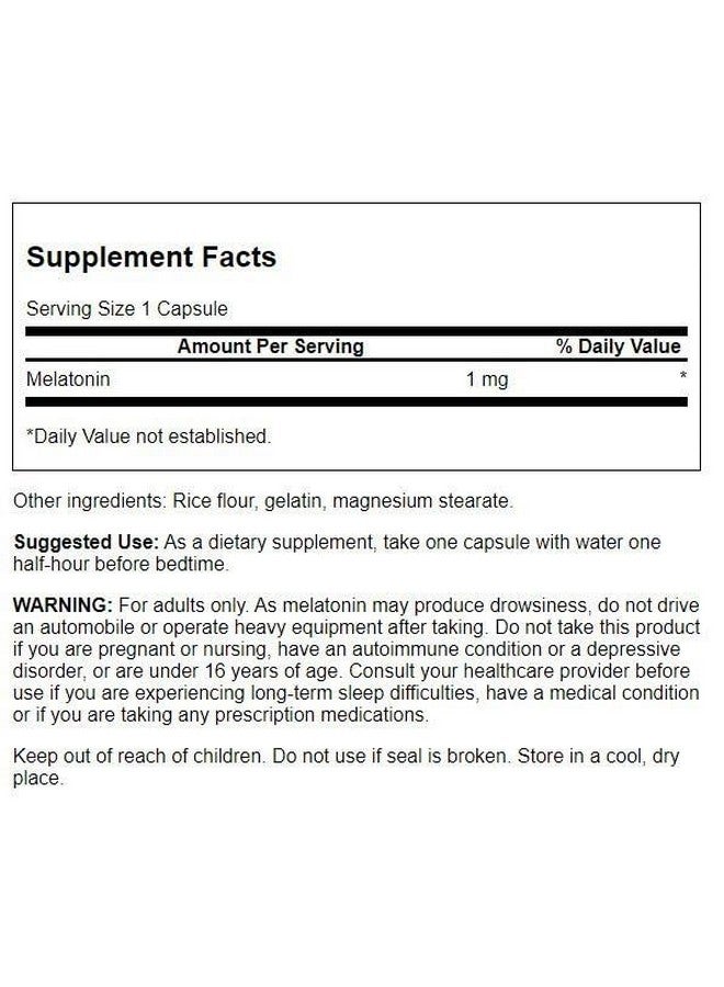 Swanson Melatonin - Herbal Supplement - Sleep and Relaxation - 120 Capsules, 1mg Each - Image 2