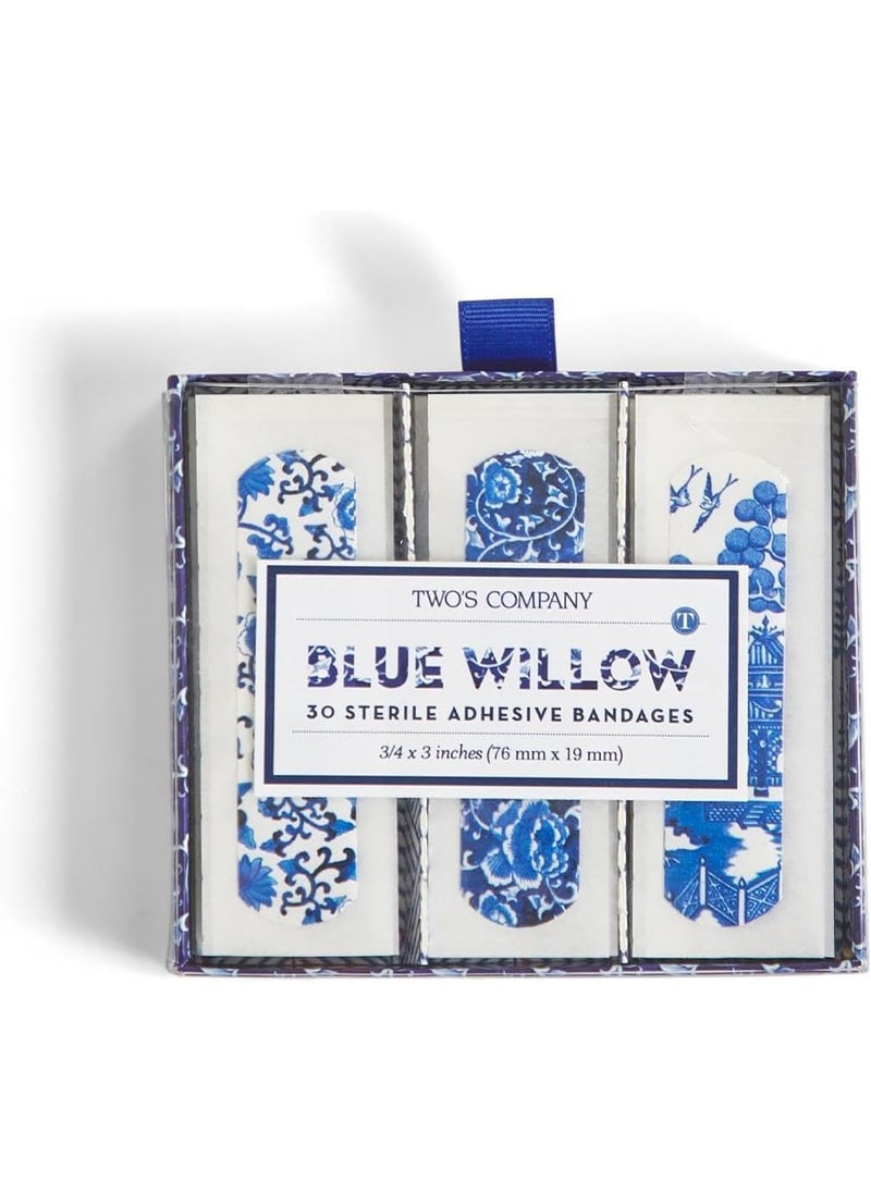 Two's Company Two's Company 53560 Blue Willow Bandages in Gift Box,30 Pieces,3-inch Length,Plastic,White 