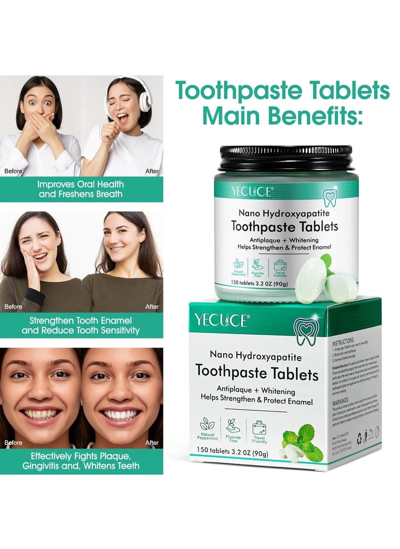 Yecuce 150 pcs Nano Hydroxyapatite Toothpaste Tablets Teeth Whitening Toothpaste Tablets With Mint for Natural Teeth Whitening Deep Cleansing & Enhanced Brightness  - Image 3