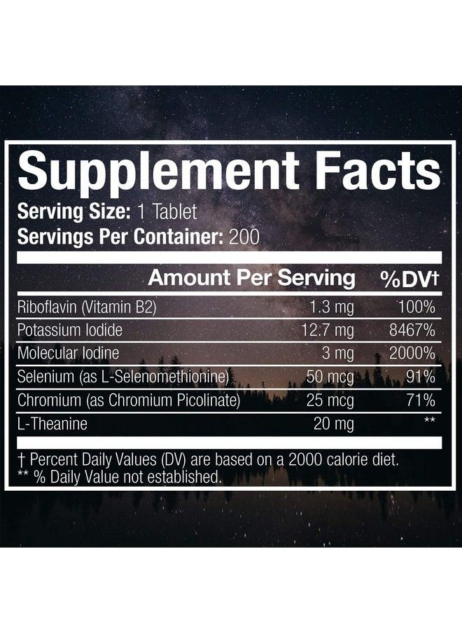 Iodine Supplement 12.5 Mg With Selenium (As Selenomethionine) And More 200 Tablets Thyroid Plus Immune Support High Potency Iodine Tablets Compare To Lugol Iodine Pills