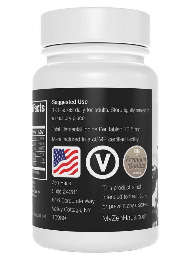 Iodine Supplement 12.5 Mg With Selenium (As Selenomethionine) And More 200 Tablets Thyroid Plus Immune Support High Potency Iodine Tablets Compare To Lugol Iodine Pills