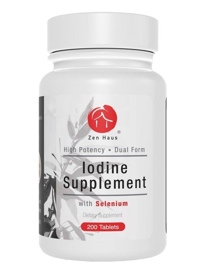 Iodine Supplement 12.5 Mg With Selenium (As Selenomethionine) And More 200 Tablets Thyroid Plus Immune Support High Potency Iodine Tablets Compare To Lugol Iodine Pills