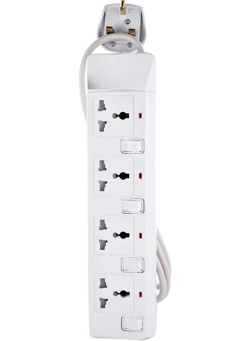 SUKILO 4-Socket Extension Bar with 3 m Cord, 13 A/250 V AC Power Strip with Neon Indicator, 3250 W Max Load – Indoor White  - Image 2