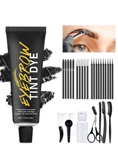 Instant Eyebrow Tint Kit, Semi Permanent Eyebrow Dye Safe & Professional Waterproof Eyebrow Tinting Kit Suitable For Salon and Home Use Lasting for 4-6 Weeks (black)