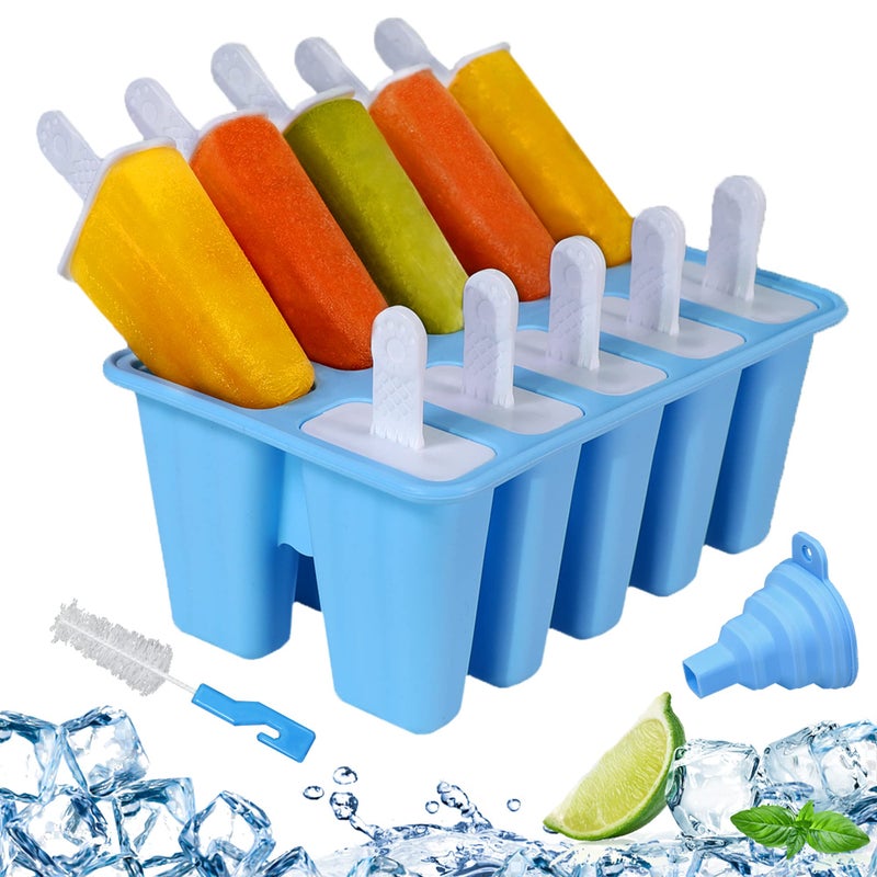 Choicy Silicone Popsicle Molds 10cavity DIY Ice Pop Mold for Kids Adult Teens BPA Free Ice Cream Molds for Party Yogurt Juice Smoothies Sticks