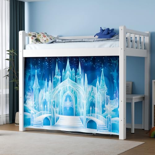 Vpory Bunk Bed Curtains - Loft Bed Curtains Privacy Bottom Bed Tent Customization Blockout Breathable Bed Canopy for Girls Teens Children Students (Ice Castle, Twin/Full) - Image 1