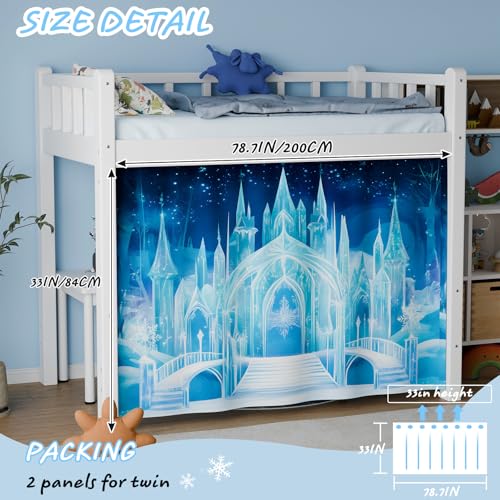 Vpory Bunk Bed Curtains - Loft Bed Curtains Privacy Bottom Bed Tent Customization Blockout Breathable Bed Canopy for Girls Teens Children Students (Ice Castle, Twin/Full) - Image 2