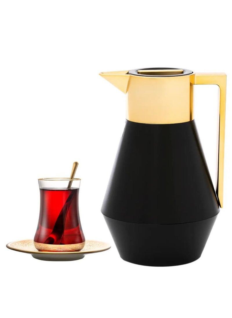 Alsaif Gallery - Everest Thermos Lydia 1 Liter Black Gold Hand - Image 1