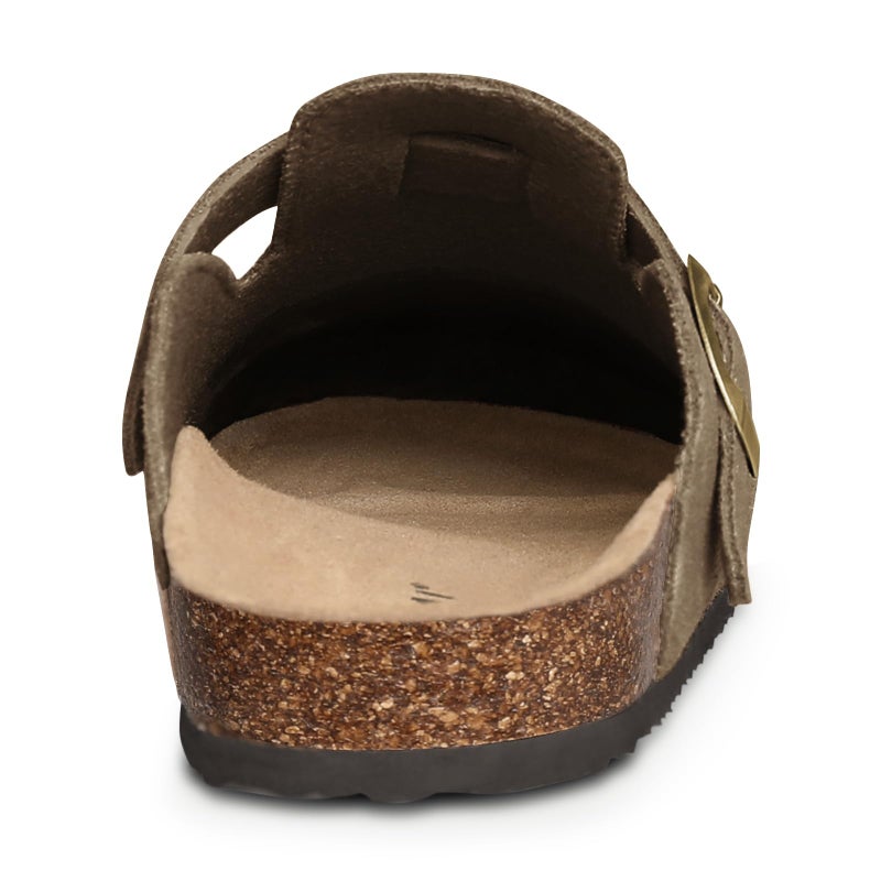 KIDMI Genuine Suede Clogs for Women Cork Footbed Sandals Leather Mules Potato Shoes with Arch Support Hickory 40 (Size 8.5) - Image 5