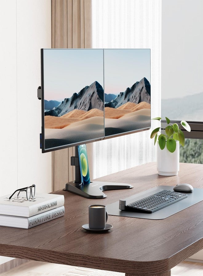 Mount-It! Dual Monitor Stand for Desk, Free Standing Monitor Stands for 2 Screens up to 19.8lbs per Arm, Fully Adjustable Dual Monitor Mount with Tilt, Swivel, Rotation with VESA 75x75 and 100x100 - Image 3