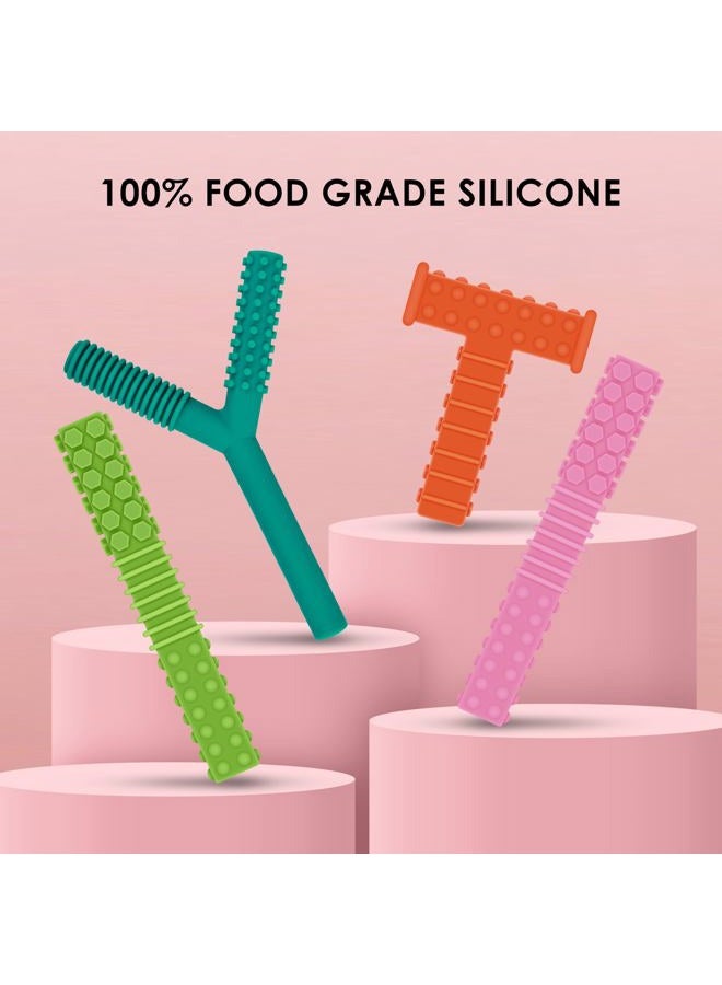 ERKOON Sensory Chew Toys for Autistic Children, 4 Pack Silicone Chewy Tube Oral Motor Tools for Sensory Kids with Autism, Biting, ADHD, SPD, Chewies with Special Needs, Teething Sticks Toys (4 Pack#1) - Image 2