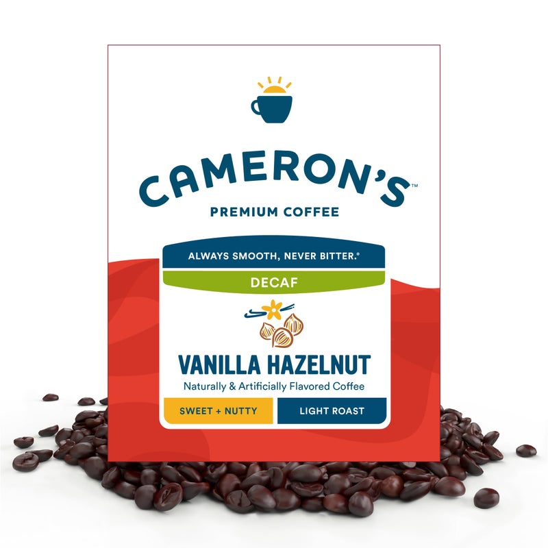 Cameron's Coffee Roasted Whole Bean Coffee, Flavored, Decaf Vanilla Hazelnut, 4 Pound - Image 1