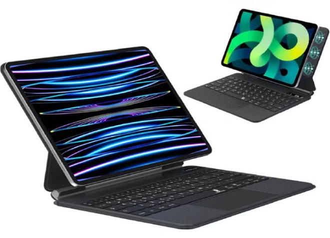 dida-cosmos Arabic English Magic Keyboard Case for iPad (A16) 11th 11 inch 2025/Keyboard Case for iPad 10th 10.9 inch 2022 with Magnetic Back Cover Smart Trackpad Backlit Keyboard for 2025 (A3354 A3355 A3356)/2022(A2696 A2757 A2777) - Image 1