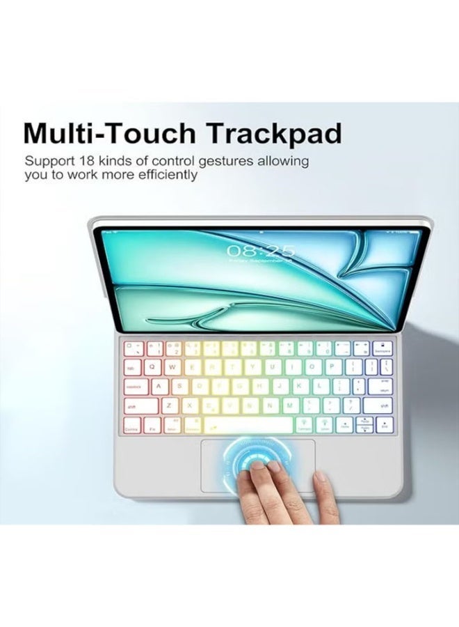 dida-cosmos Arabic English Magic Keyboard Case for iPad (A16) 11th 11 inch 2025/Keyboard Case for iPad 10th 10.9 inch 2022 with Magnetic Back Cover Smart Trackpad Backlit Keyboard for 2025 (A3354 A3355 A3356)/2022(A2696 A2757 A2777) - Image 5