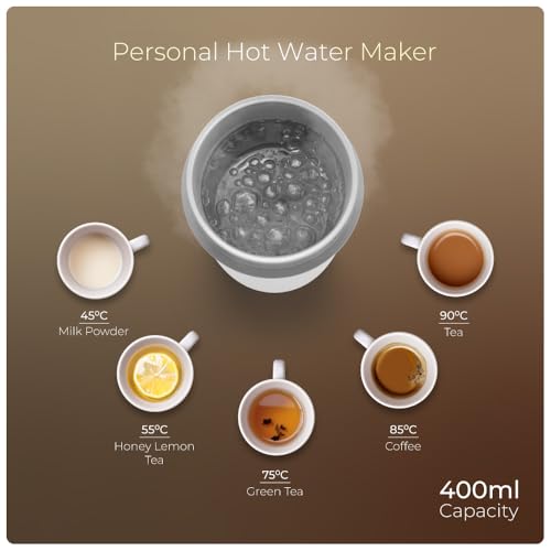 XECH Small Electric Kettle with Temperature Control | 400ml Portable Kettles to Boil Hot Water | 300W Mini Travel Kettle | Electric Bottle for Tea Coffee Without Milk (Hydroboil Digital) - Image 2
