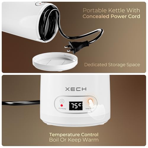 XECH Small Electric Kettle with Temperature Control | 400ml Portable Kettles to Boil Hot Water | 300W Mini Travel Kettle | Electric Bottle for Tea Coffee Without Milk (Hydroboil Digital) - Image 3